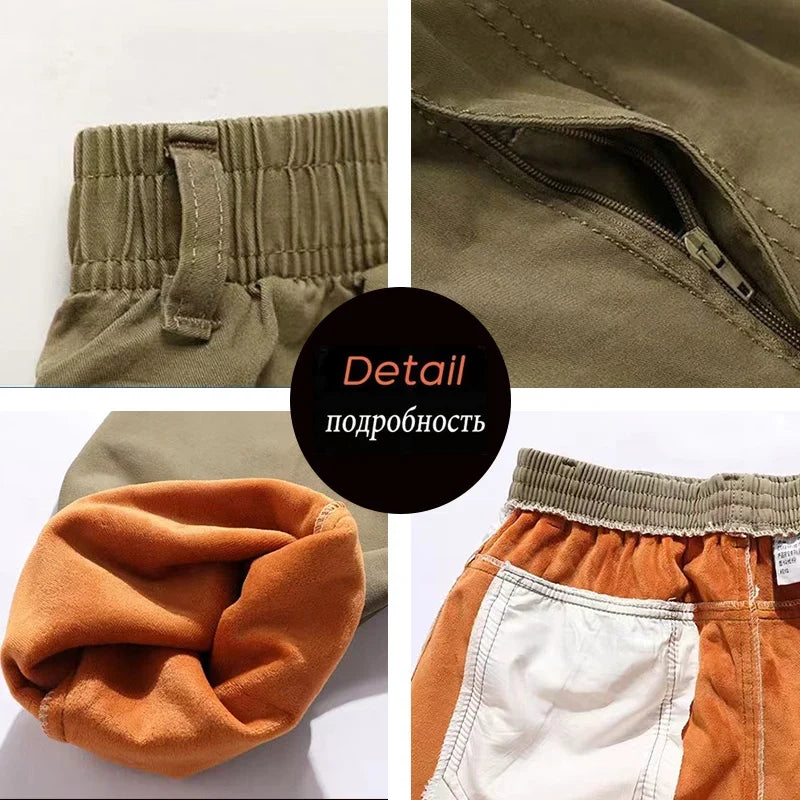 6XL Winter Men Fleece Pants Large size Mens Cargo Pants Trousers  Men Sports Sweatpants Thicken Style Trousers Jogger Pants Male