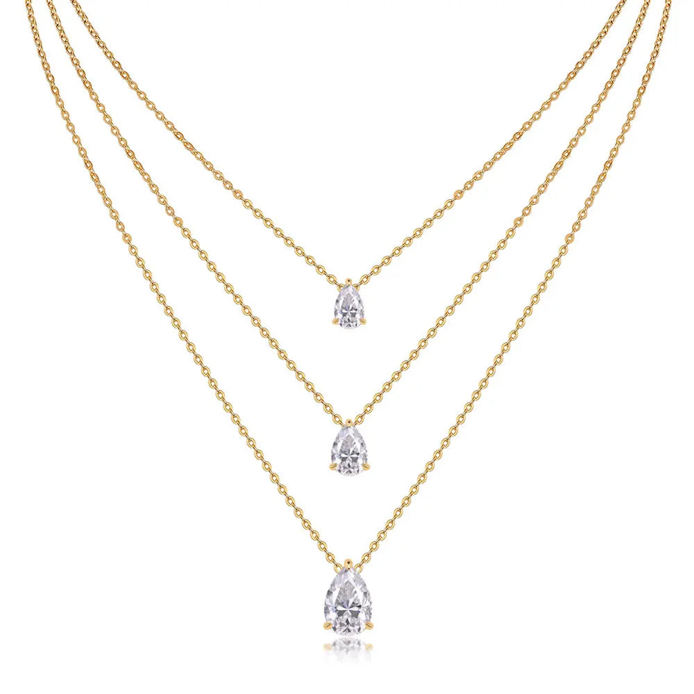 1-5ct Pear Cut Moissanite Pandent Necklace GRA Certified 925 Sterling Silver Plated 18k Gold Dainty Necklaces for Women