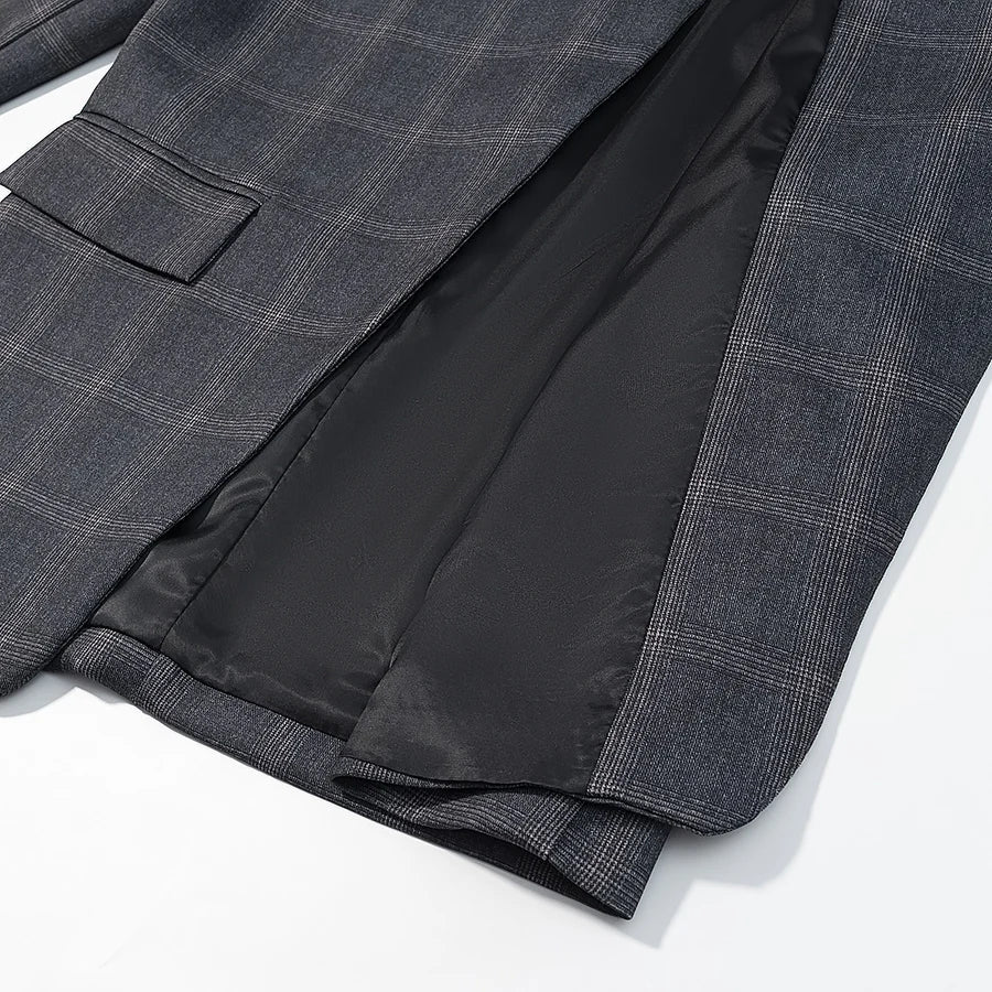 Women Fashion Plaid Blazer Coat Stand Collar Long Sleeve Jacket 2026 Spring Trend Casual Office Lady Chic Outerwear