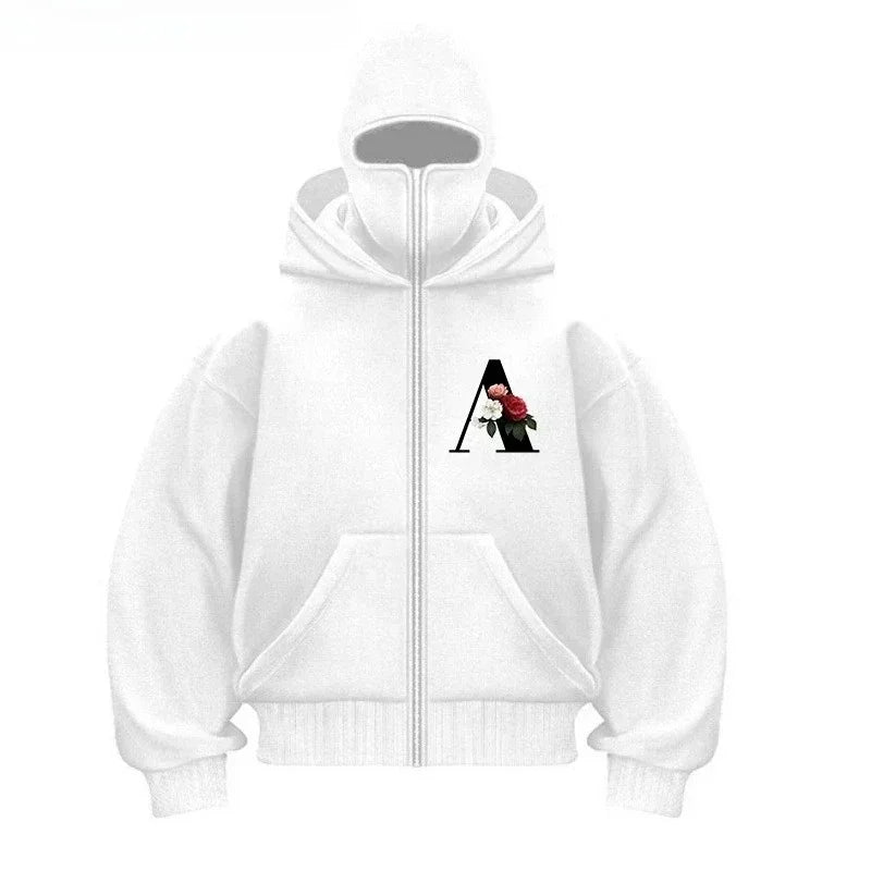 Men and women Balaclava Y2K Gothic Harajuku winter new item double hooded sweatshirt men's hooded mask zipper sportswear