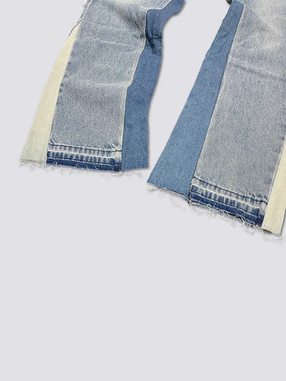 Denim Bell-bottoms Washed And Worn Patchwork Jeans