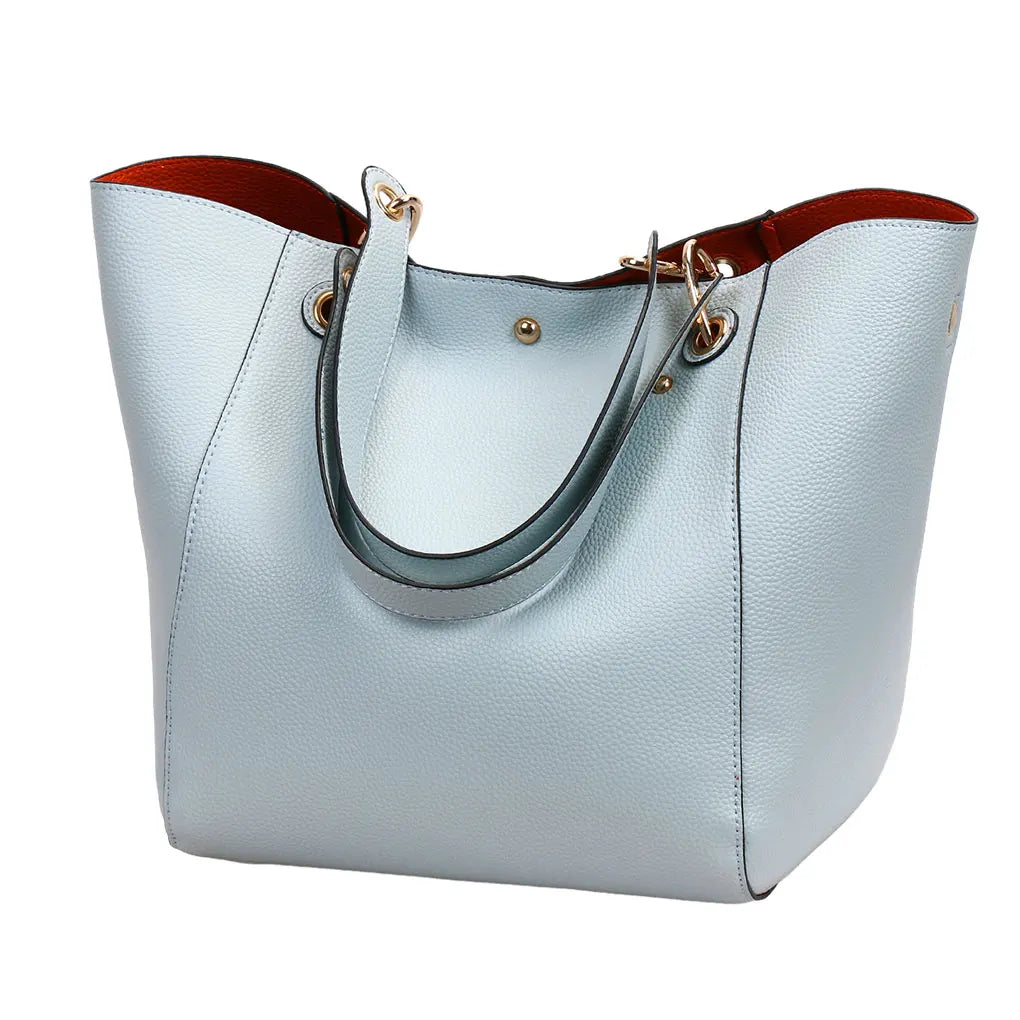 2PCS Luxury PU Leather Large Capacity Tote Bag Classic Women’s Handbag with Hand Coin Purse Top-Handle Shoulder Bag