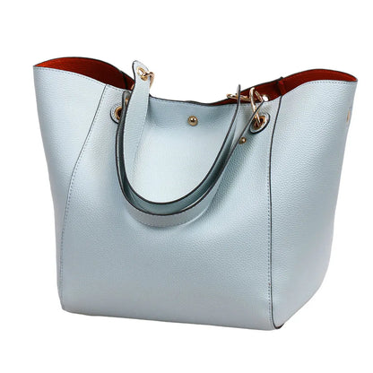 2PCS Luxury PU Leather Large Capacity Tote Bag Classic Women’s Handbag with Hand Coin Purse Top-Handle Shoulder Bag