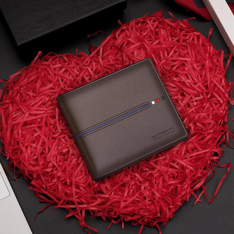 Protection Men Leather Wallet Business Small Cowhide Purse for Men Fashion Father Gifts