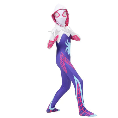 Gwen Costume Girls Gwen Stacy Cosplay Bodysuit Superhero Jumpsuits Halloween Party Clothes