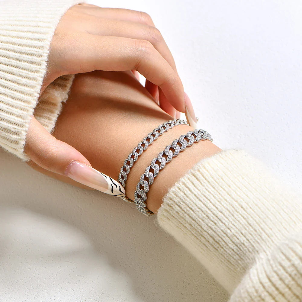 Full Moissanite Cuba Chain for Man Women 925 Sterling Silver 18k Gold Plated Hip Hop Tennis Bracelet Fine Jewelry
