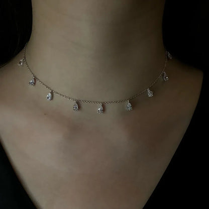 0.5carat Pear Cut Moissanite Diamond Drop Necklaces for Women 925 Sterling Silver Bridal Neckchain Fine Jewelry with Certificate