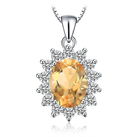 Princess Diana Created Blue Sapphire Ruby Simulated Emerald 925 Sterling Silver Pendant Necklace for WomenNo Chain