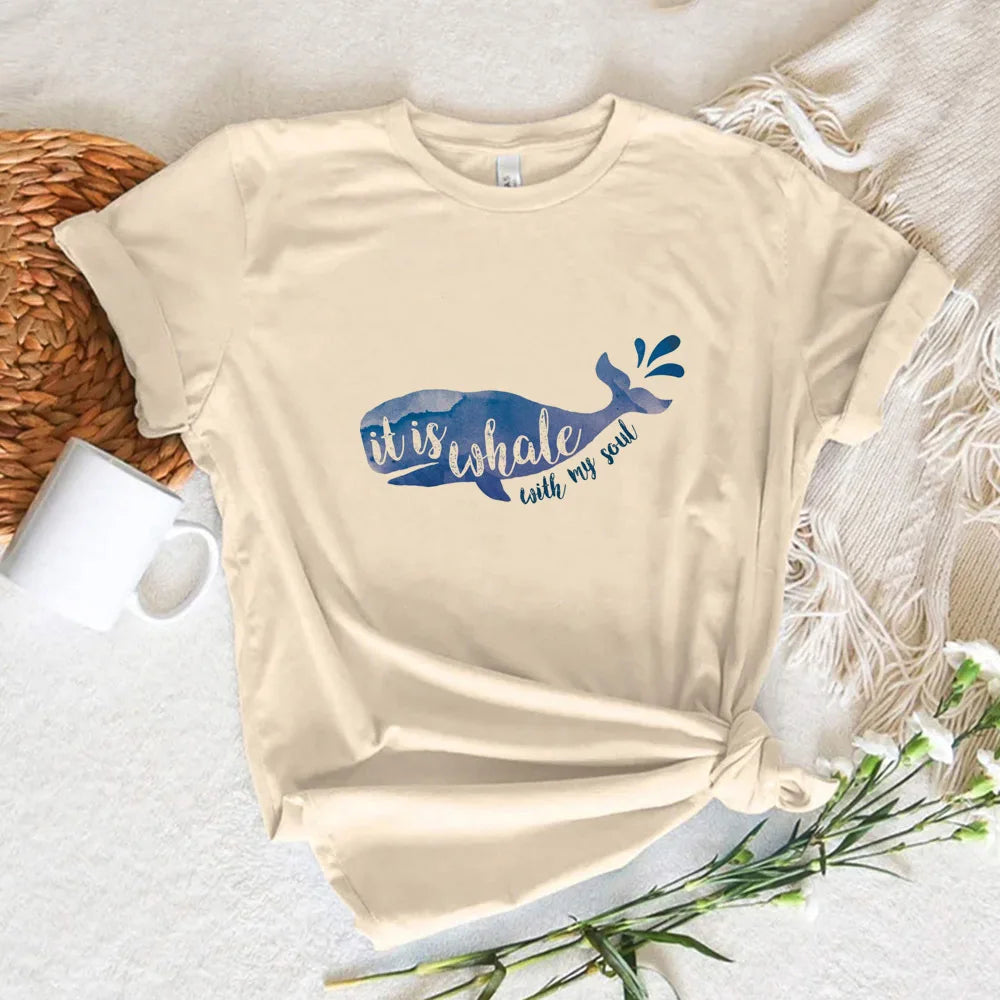 Whale tshirt women streetwear graphic Japanese t shirt female y2k graphic designer clothing