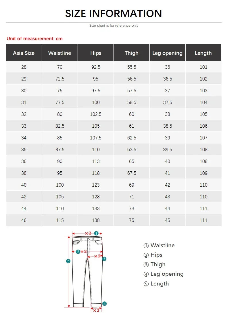 2025 Spring Autumn Men's Straight Jeans Denim Pants Classic Style Business Stretch Casual Trousers Large Size 40 42 44 46