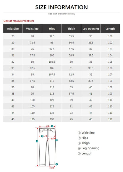 2025 Spring Autumn Men's Straight Jeans Denim Pants Classic Style Business Stretch Casual Trousers Large Size 40 42 44 46