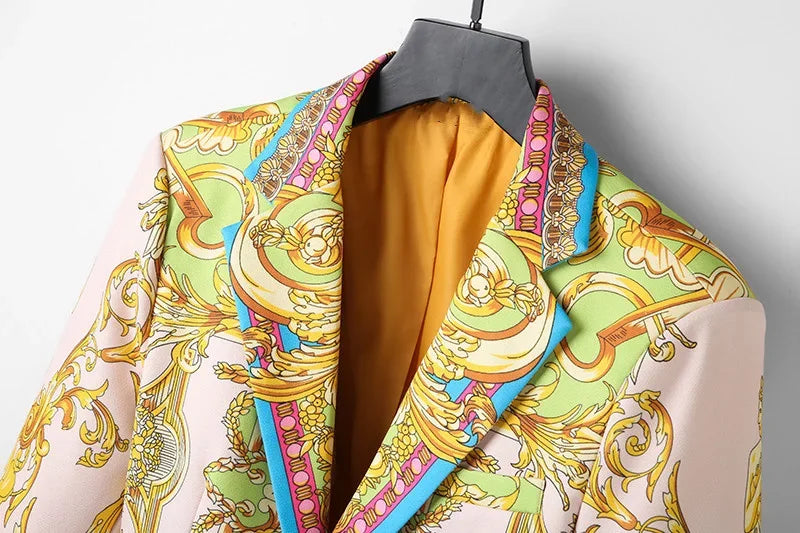 Mens Blazer Jacket Luxury Suit Floral Jacket Classic Peak Lapel Coat for Wedding Party Prom Costume Homme