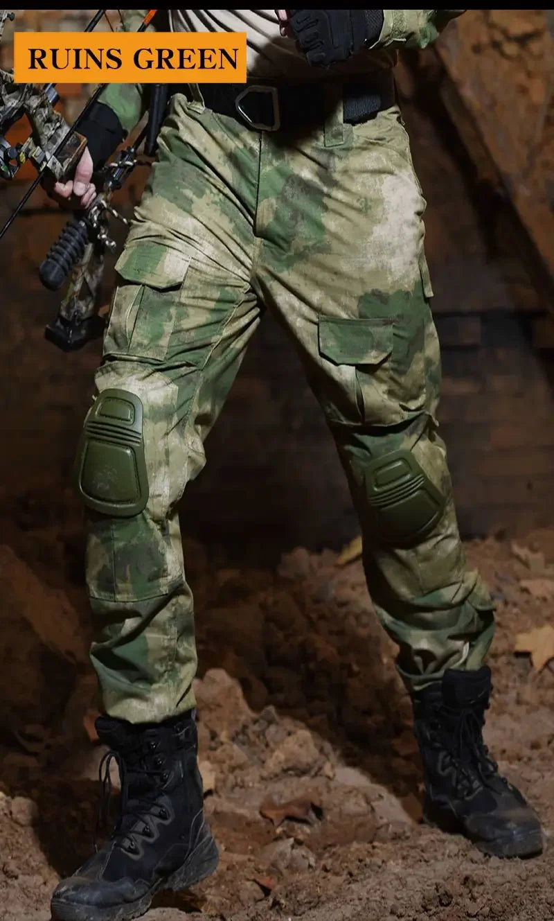 Outdoor Combat Pants +Knee Pads Tactical Cargo Pants Men Trousers Hunting Pants Camping Camo Multicam Workwear Trekking Clothes
