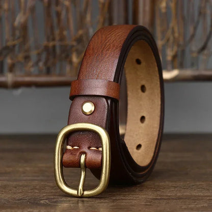 2.8CM Ladies Thick Cowhide Copper Buckle Genuine Leather Jeans Belt Women High Quality Retro Luxury Cintos Female Waistband