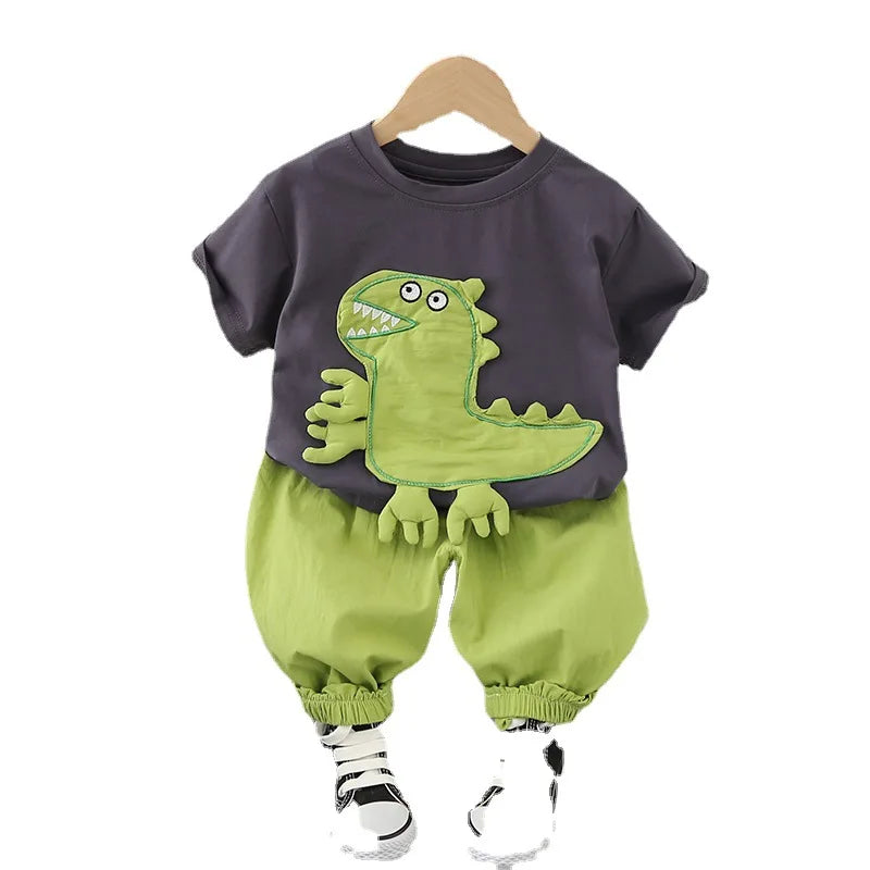 New Summer Baby Boys Cartoon Short Sleeve T-shirt+Shorts Sets Infant Kids Fashion Clothing Outfits Children Clothes Sports Suits