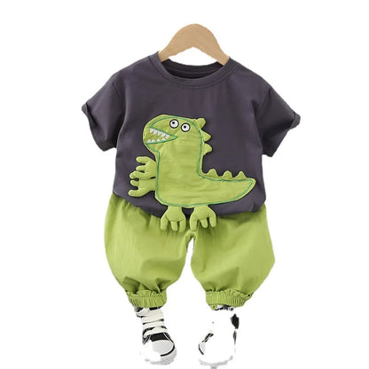 New Summer Baby Boys Cartoon Short Sleeve T-shirt+Shorts Sets Infant Kids Fashion Clothing Outfits Children Clothes Sports Suits