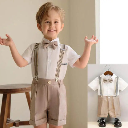 Children Luxurious Khaki Photography Suit Boys Formal Ceremony Costume Kids Birthday Wedding Party Performance Tuxedo Dress