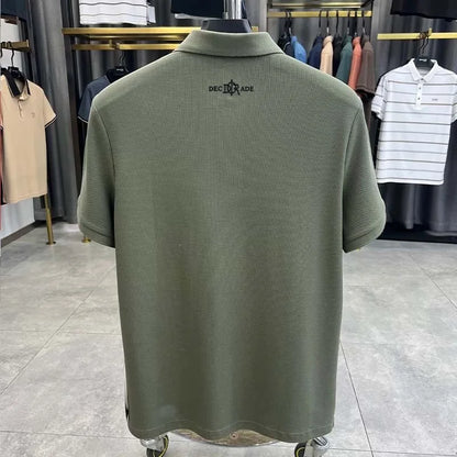 High end 100% cotton short sleeve T-shirt men's lapel top 2024 summer new designer brand embroidery fashion casual polo shirt