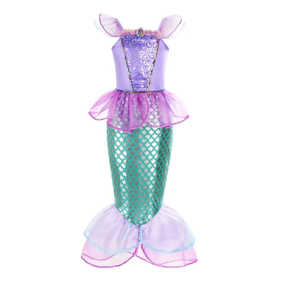 Mermaid Dress Girls Kids Cosplay Dresses Princess Costume Perform Clothes Birthday Party Halloween Clothing