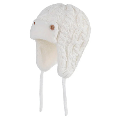 Toddler Kids Baby Winter Knitted Bomber Hat Fleece Lined Warm Cute Beanie for Boys Girls