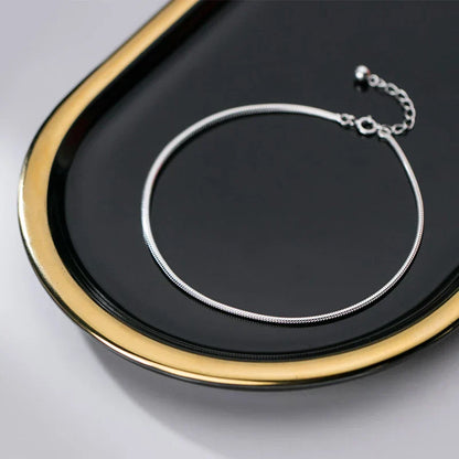 Hight Quality 100% 925 Sterling Silver Fashion Classic Snake Chain Bracelet Anklet Link for Women Fine Jewelry Bijoux