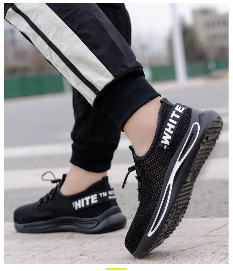 Breathable safety shoes summer man anti puncture safety work sneakers with iron toe male safety shoes men lightweight work shoes
