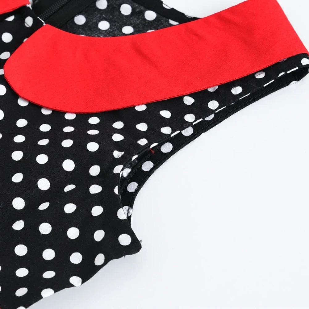 LPATTERN Girls' Vintage Rockabilly Dress Party Retro Polka Dot Floral Pattern A-line Dresses Pleated Skirt Knee-Length for 4-10Y
