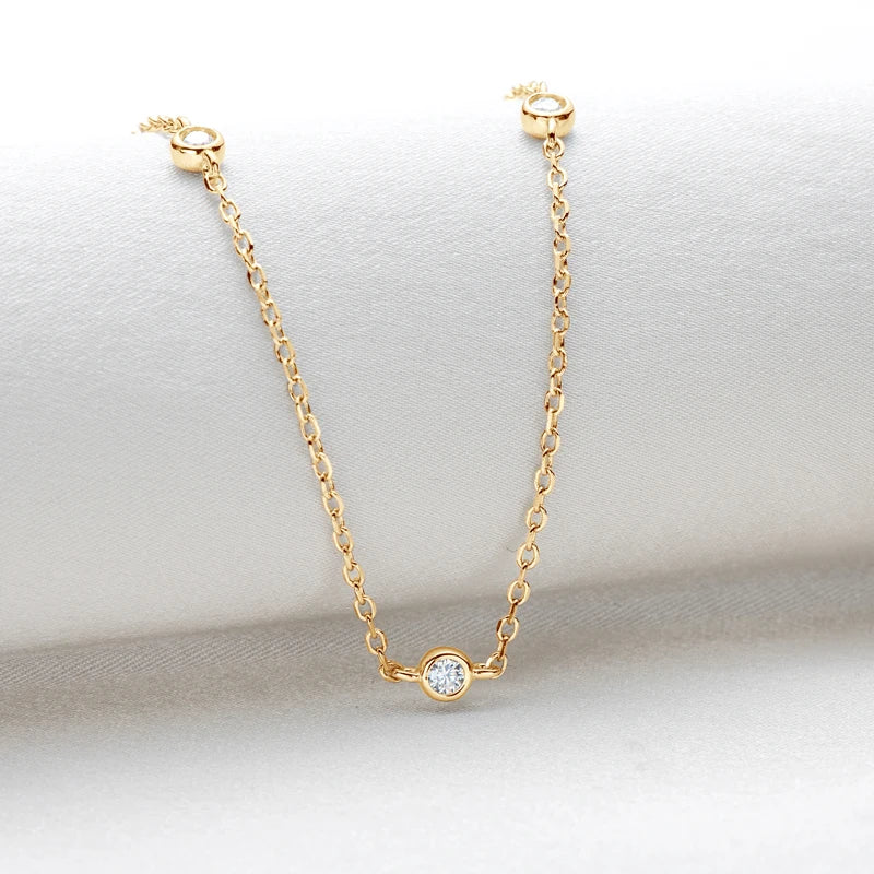 925 Sterling Silver Necklaces Round Cut 2.5mm/4mm Bezel Moissanite Choker Necklace for Women Multilayer Neck Jewelry