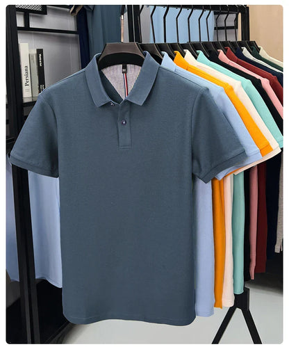 100% cotton short sleeve polo shirt comfortable lightweight high-end brand fashionable simple summer men's casual lapel T-shirt
