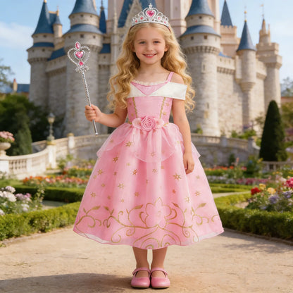 Children Aurora Princess Costume Cosplay Dress Girls Halloween Carnival Birthday Outfit Party Princess Disguise Ball Gown Clothe
