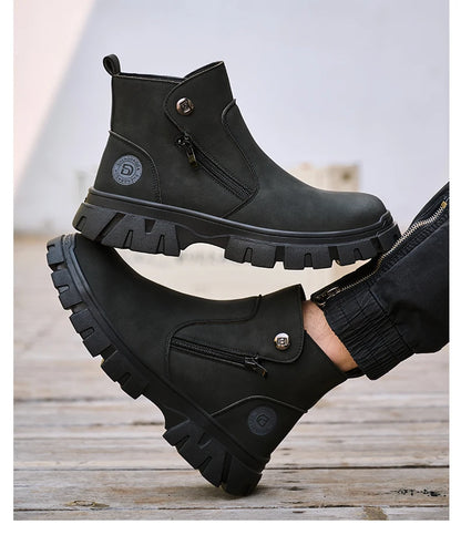 Steel Toe Work Boots side zipper anti-slip work shoes  Anti-Smash Anti Puncture industrial construction waterproof safety shoes