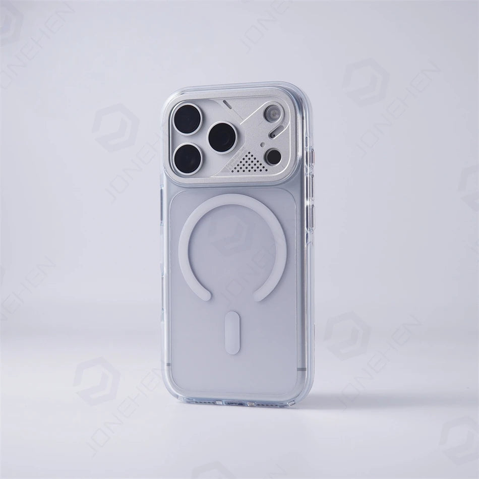 Luxury Transparent For Magsafe Magnetic Case For iPhone 17 Pro Max 17pro Technology Style Metal Lens Protection Clear Hard Cover