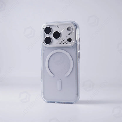 Luxury Transparent For Magsafe Magnetic Case For iPhone 17 Pro Max 17pro Technology Style Metal Lens Protection Clear Hard Cover