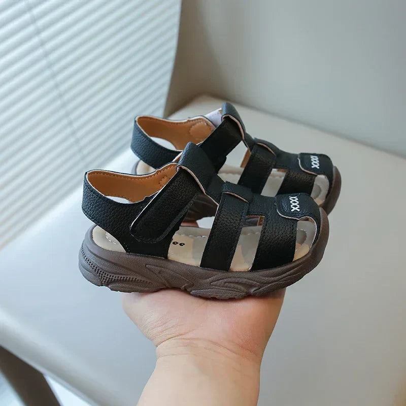 Baby Boys Summer Sandals Kids Beach Shoes Classic Fashion Hollow Toe-capped Anti-kick Toddlers Kindergarten Sandals Breathable