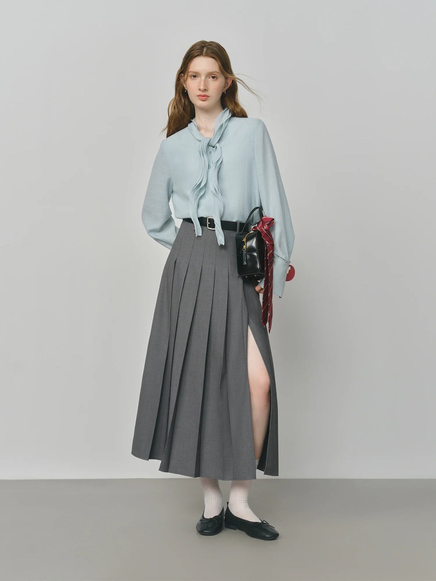 Autumn Elegant Blouse 2025 Asymmetric Flounce Shirt V-Neck Korean Style Chic Design Office Lady Women's Casual Shirt
