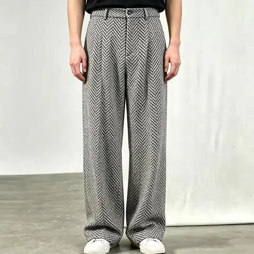 2026 New Men's Pants Formal Wear Herringbone High Quality Men Business Slim Trousers Office Social Dress Pants