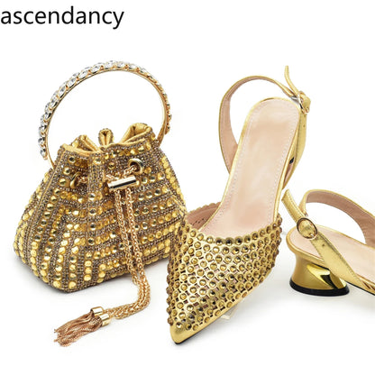 Fashion Women Shoes and Bags To Match Set Italy Party Pumps Italian Matching Shoe and Bag Set for Party Wedding Shoes Bride