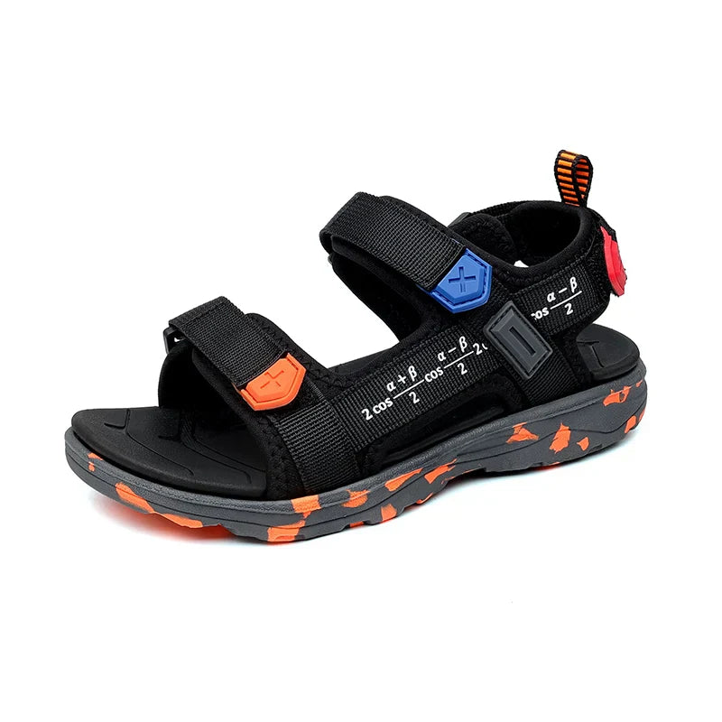 Summer Beach Boy Children Sandals Fashion Shoes Lightweight Non-slip Soft Bottom Shading Leather Boys Comfortable