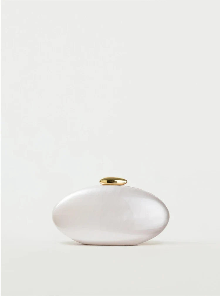 Egg shape Clutch Bag Acrylic purse women wedding evening party cute ivory pearl color purse handbag summer new 2024