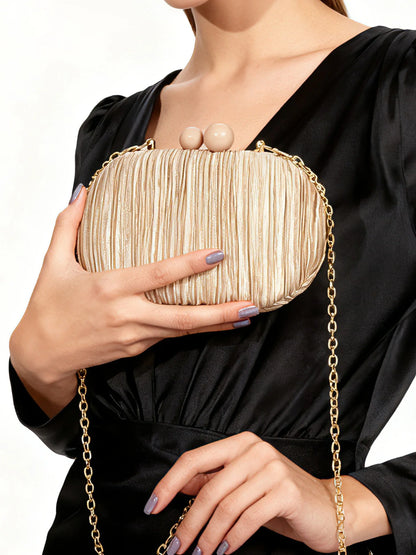 Elegant Satin Pleated Handbag 2025 New Niche Design Bridal Princess Ladies' Evening Bag Ceremony Cloth Round Purses and Clutches