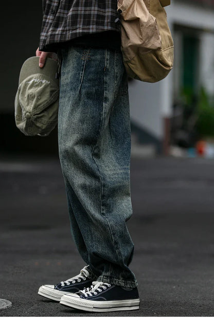 American Vintage High Quality Denim Cargo Pants Men Clothing Streetwear Loose Skate Jeans Harajuku Casual Harem Trousers Male