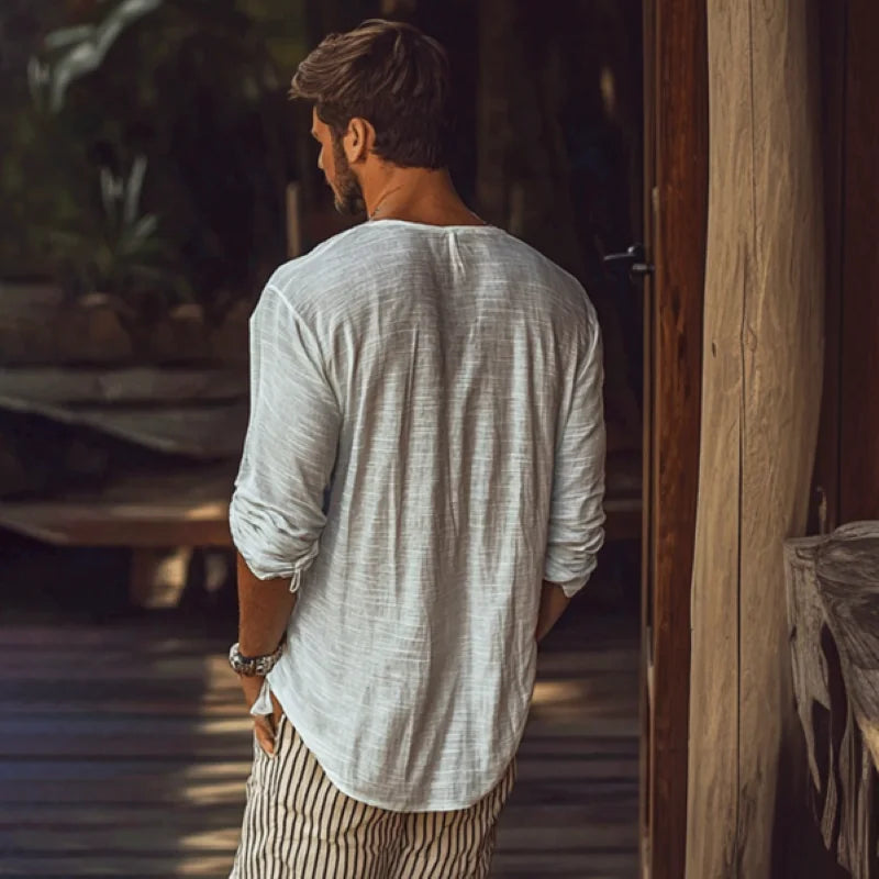 3XL Sexy Curved Hem V Neck Long Sleeve T Shirt Men Loose Fit Casual Daily Office Beach Lightweight See Through Basic Tee Sheer
