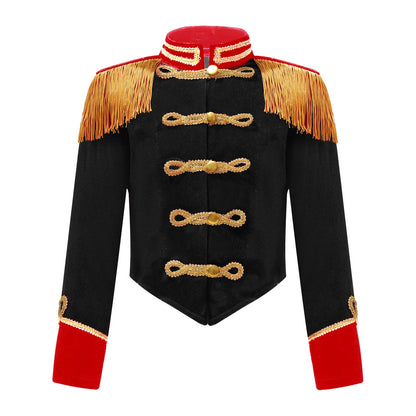 Kids Girls Boys Drum Major Costume Marching Band Uniform Ringleader Drummer Halloween Cosplay Performance Prince Costume