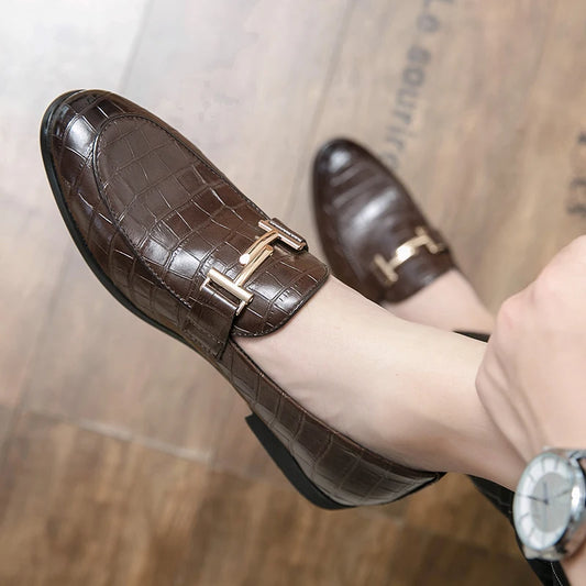 2024 High Quality Casual Leather 38~48 Designer Mens Dress Wedding Black Fashion Office Business Loafers Formal Shoes for Men