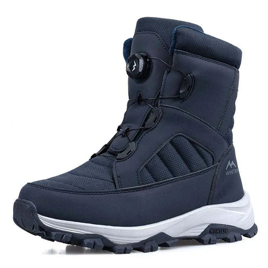 Mens Snow Boots Thickened Velvet Winter Boots Rotating Buckle Design Mid-calf Boots Plush Warm Cotton Shoes for Men Botas Hombre