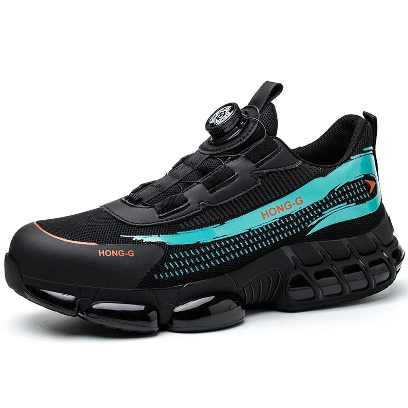 Rotating Button Safety Shoes Men Steel Toe Sneaker Air Cushion Work Shoes Man Puncture Proof Work Safety Boots Protective Shoes