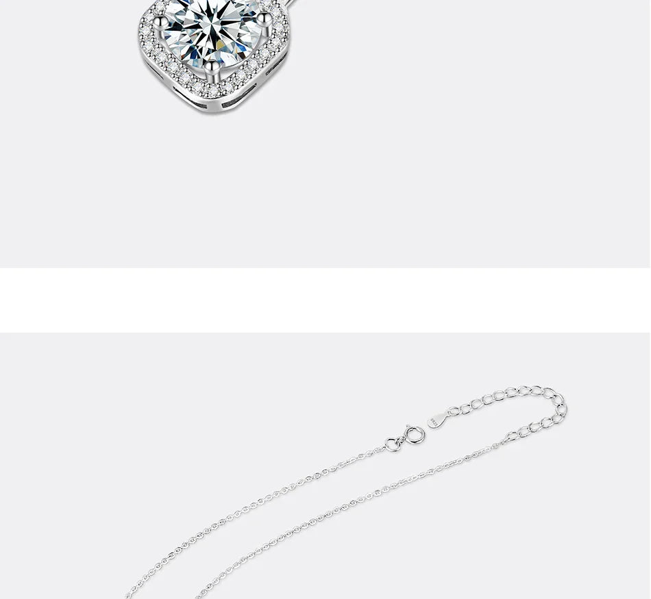 1-2CT Moissanite Necklace for Women S925 Silver Square Design Laboratory Diamond Pendant Luxurious Wedding Jewelry