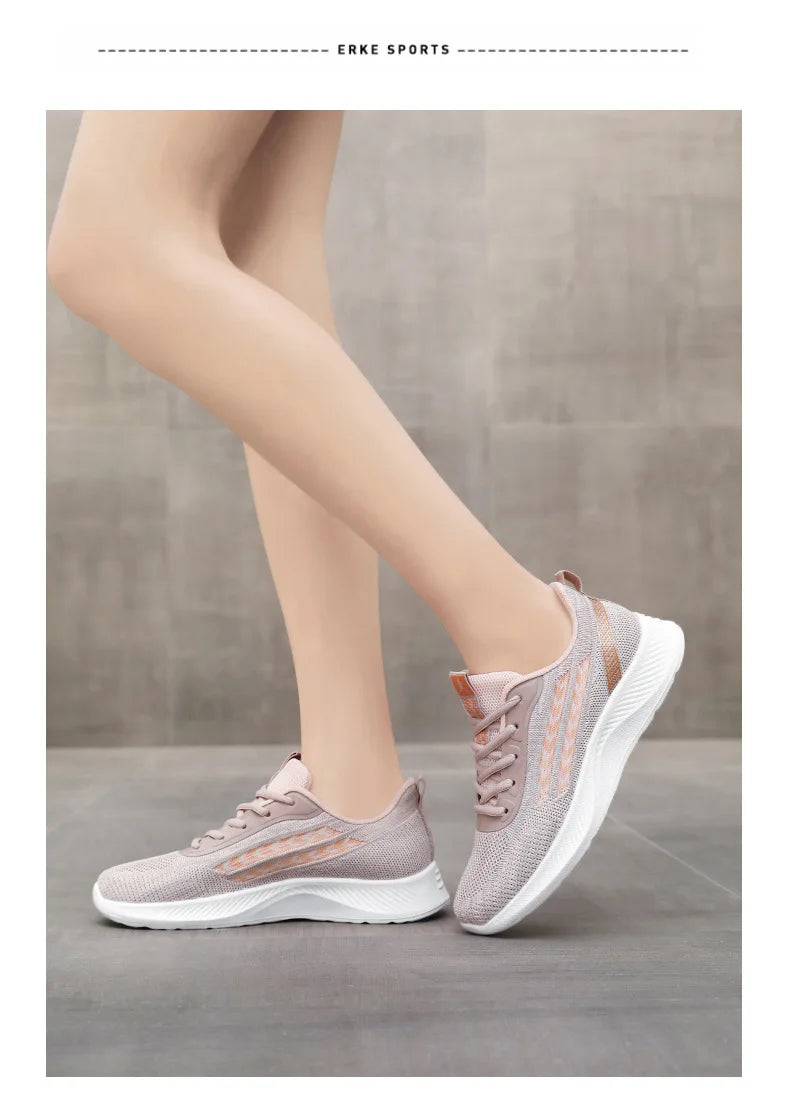 Women's Breathable Mesh Sneakers Platform Sole Korean Style Spring Casual Sports Shoe Plus Size Orthopedic  Height Walking Shoes