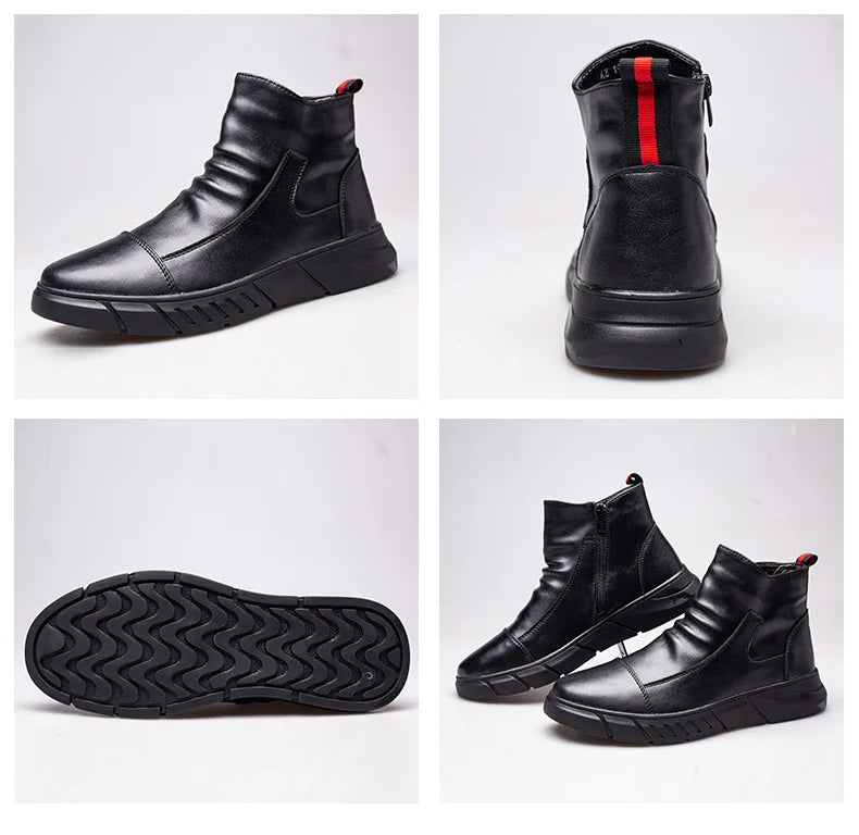 Fashion 2025 Black Leather Safety Work Shoes for Men Indestructible Steel Toe Cap Anti Nail Anti Slip Male Boots Footwear