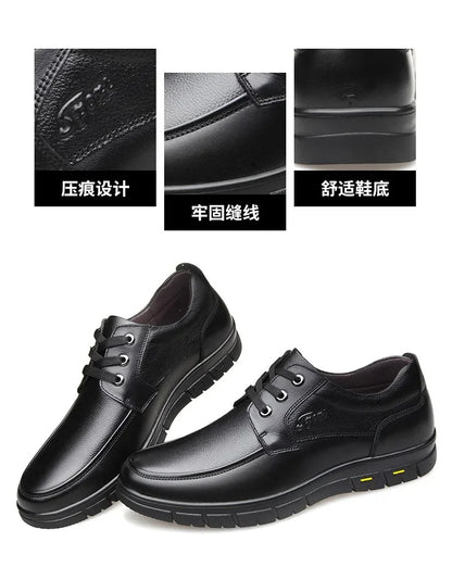 Men PU leather Casual Shoes Soft Sole Lace-up Luxury Brand Middle-aged Old Man Dad Lightweight Loafers Shoes  Zapatillas
